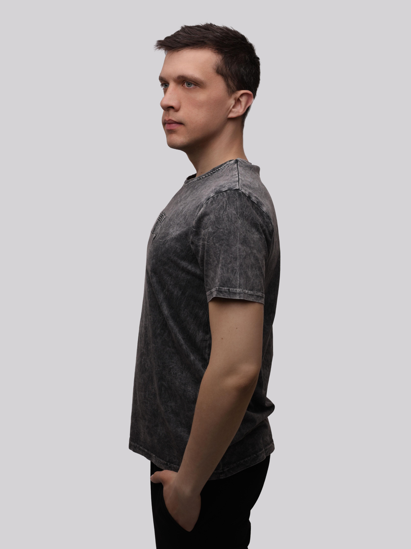 Футболка мужская Тёмно-серый TREND LINE модель 717882 Фото