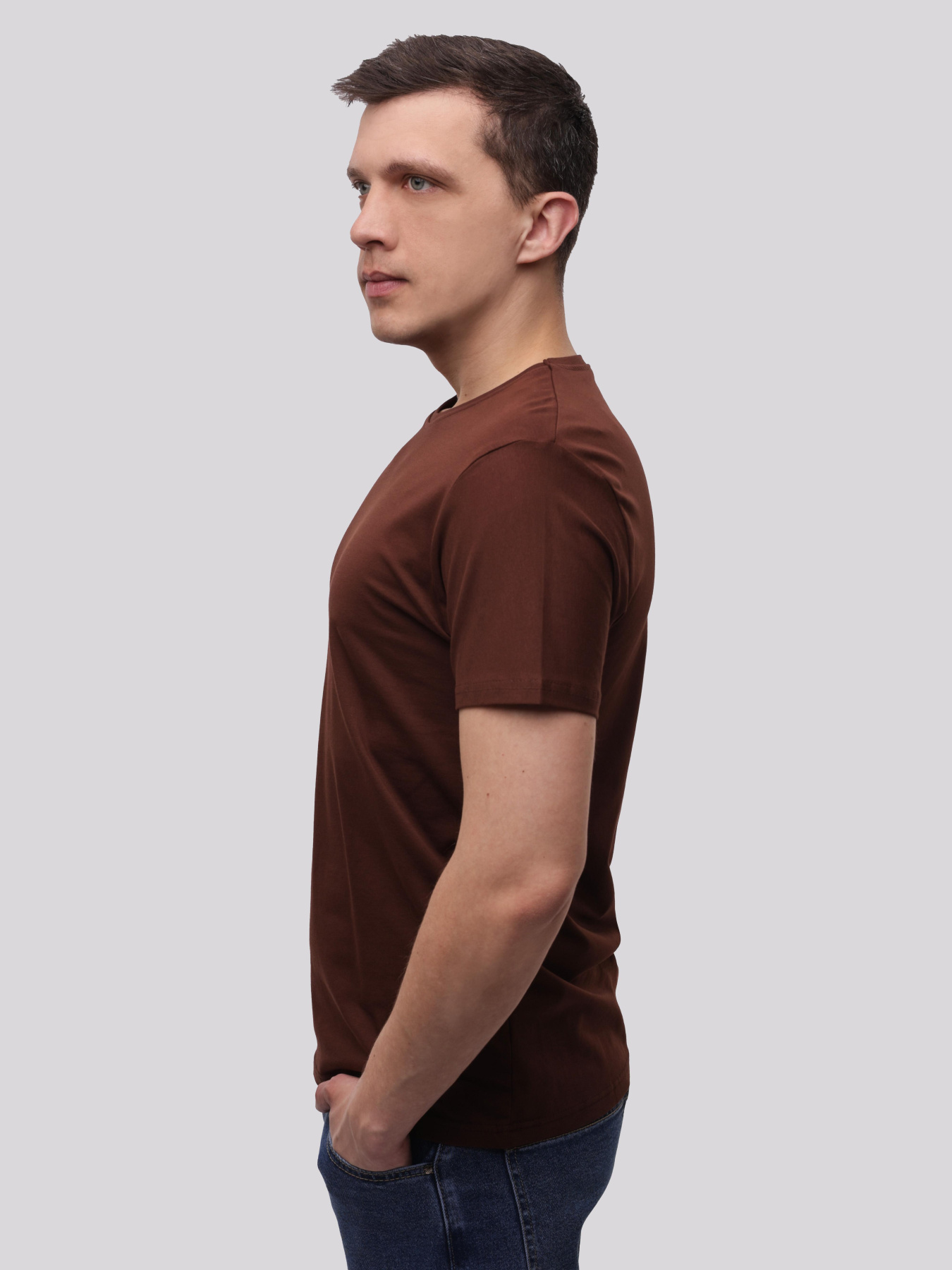 Футболка мужская Тёмно-коричневый TREND LINE модель 717889 Фото