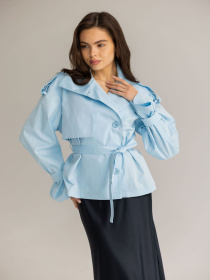 Укорочений блакитний тренч модель 5454 Фото