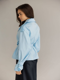 Укорочений блакитний тренч модель 5454 Фото