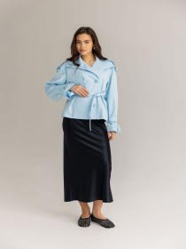 Укорочений блакитний тренч модель 5454 Фото