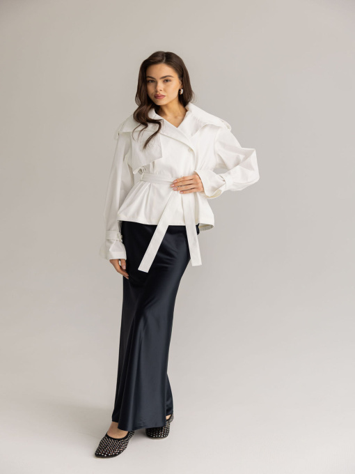 Укорочений білий тренч модель 5555 Фото