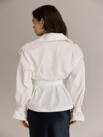 Укорочений білий тренч модель 5555 Фото