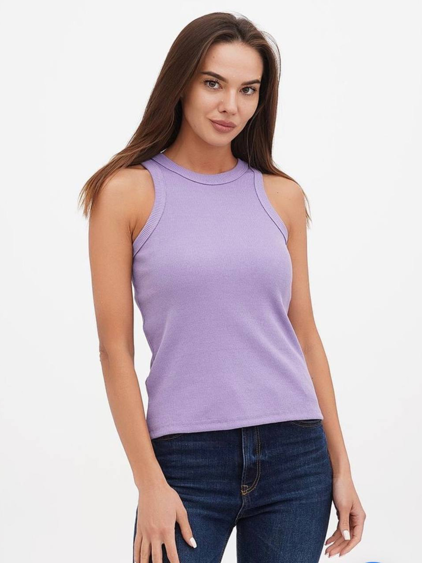Майка женская базовая "рубчик" лаванда модель Wm315 Фото