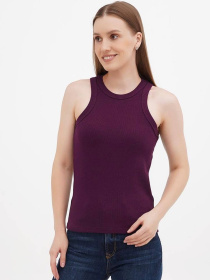 Майка женская базовая "рубчик" слива модель Wm320 Фото