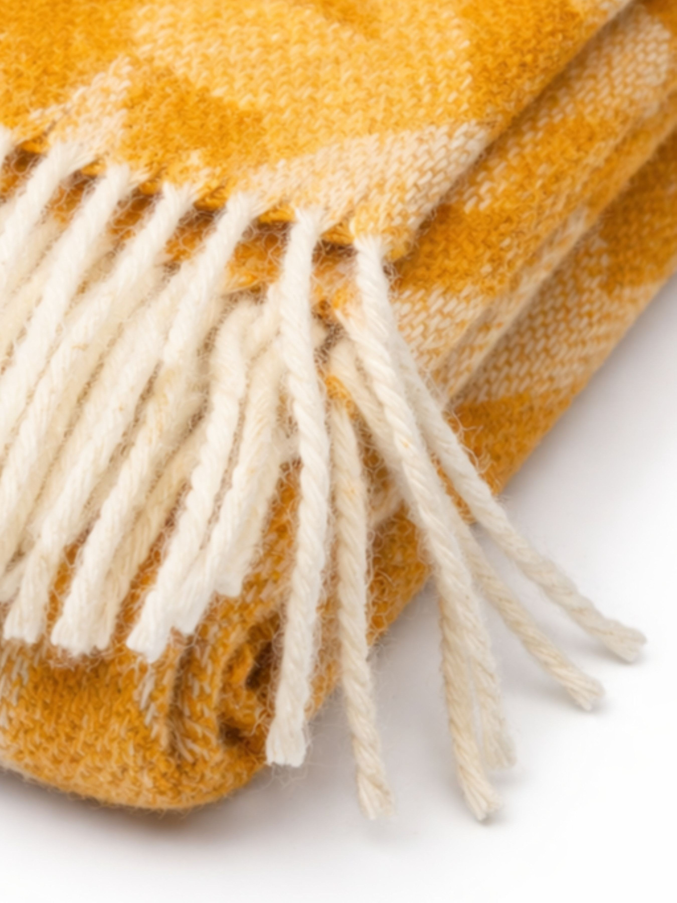 Плед вовняний із новозеландської вовни жовто-гарячий Ecotton модель 24615 Фото