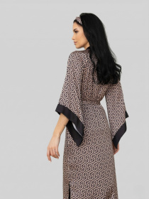 Шикарний шовковий комплект кімоно батал Кг199н Графіт+принт модель Кг199н Фото