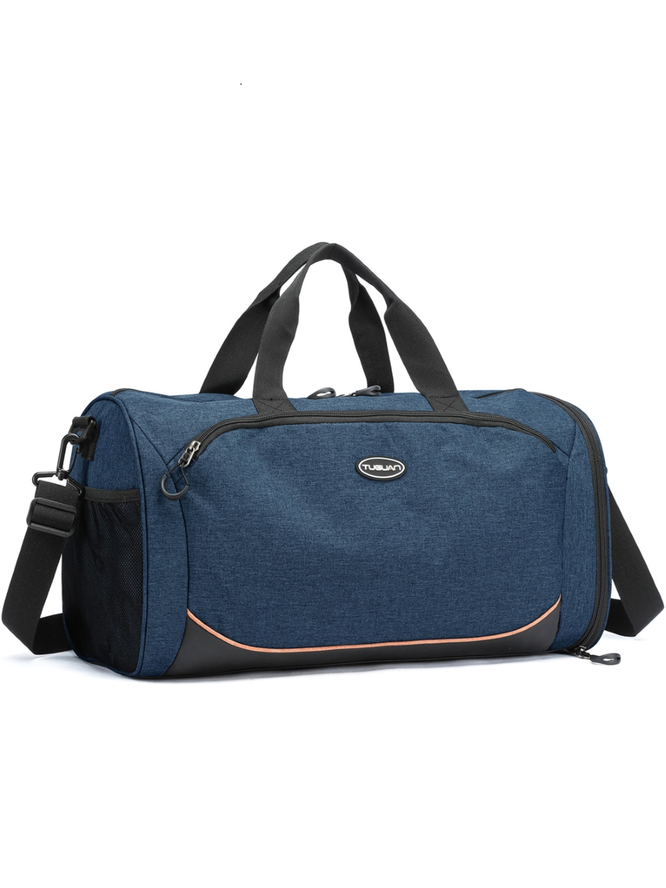 Дорожная спортивная сумка через плечо водоотталкивающая текстильная с отделением для обуви модель TB7-T-6817BL Фото