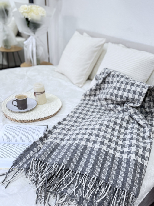 Плед вовняний із новозеландської вовни Carambola Grey Ecotton модель 04104 Фото