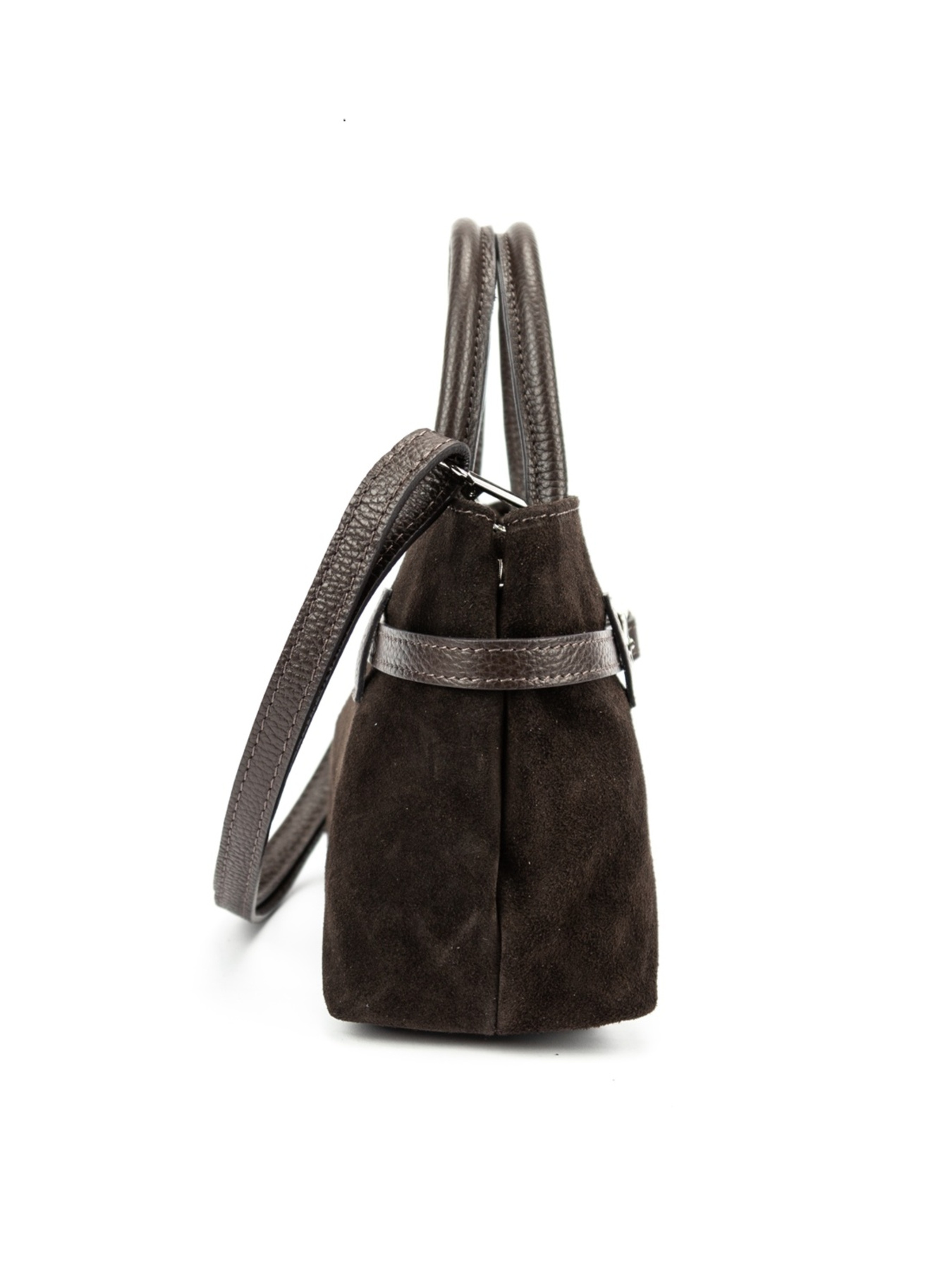 Сумка женская кроссбоди на плечо с ручкой из натуральной замши с акцентным ремешком модель F-IT-05253DB Фото