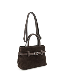Сумка женская кроссбоди на плечо с ручкой из натуральной замши с акцентным ремешком модель F-IT-05253DB Фото
