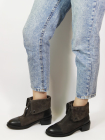 Жіночі замшеві черевики з декоративним відворотом та блискавкою модель X250-L83-R-4 Фото