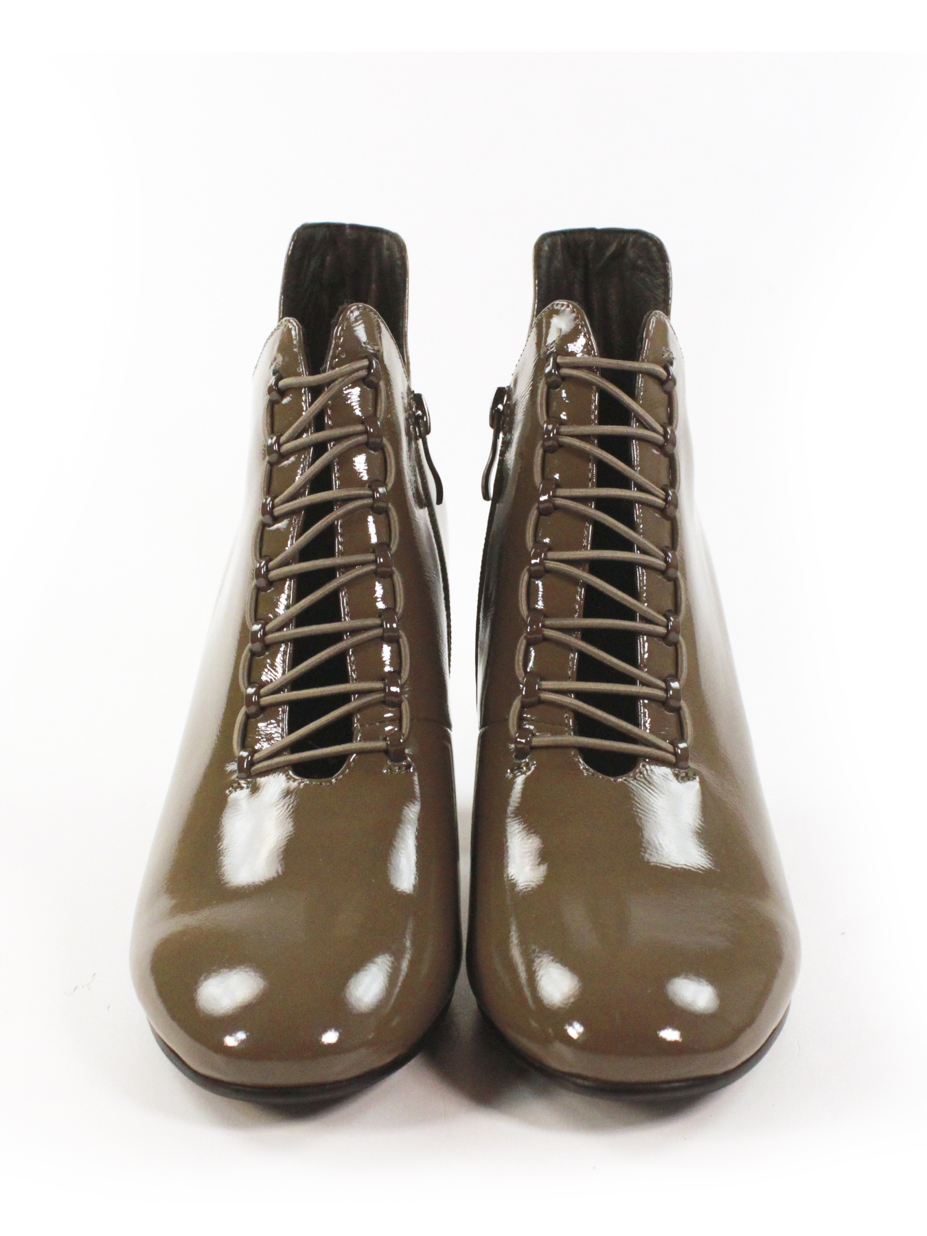 Жіночі лаковані ботильйони на підборах модель F09-3806-031-coffee Фото