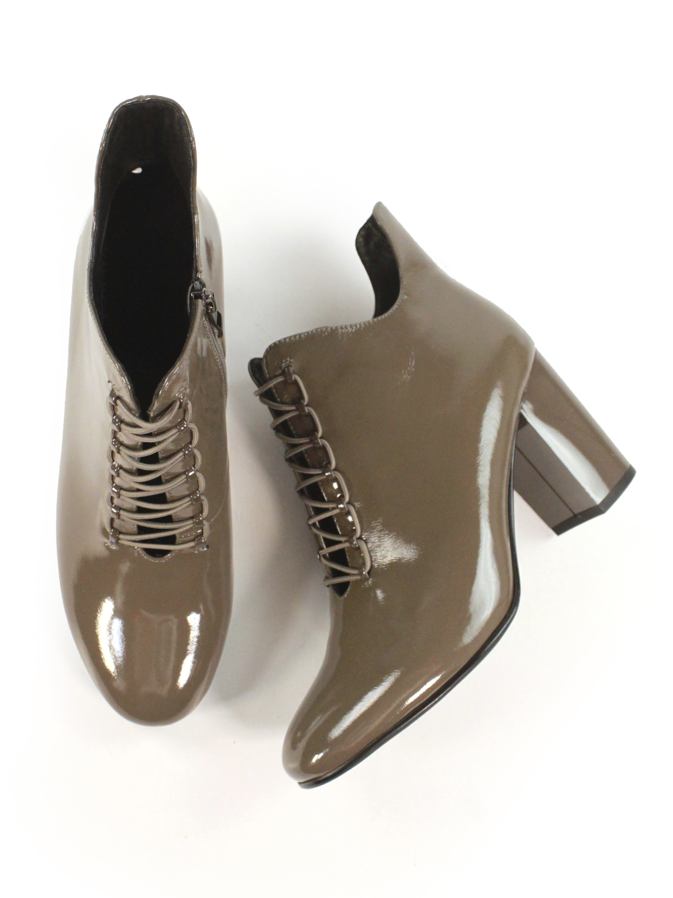 Жіночі лаковані ботильйони на підборах модель F09-3806-031-coffee Фото