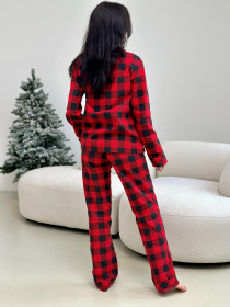 Пижама женская домашняя женская COSY в клетку "Holly Jolly" красно/черная модель HJFRBF0409 Фото
