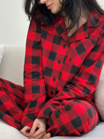 Пижама женская домашняя женская COSY в клетку "Holly Jolly" красно/черная модель HJFRBF0409 Фото
