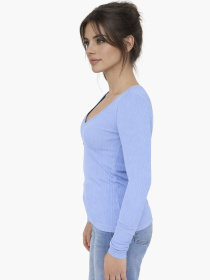 Футболка с длинным рукавом женская  цвет голубой ЦБ-00289691 модель ЦБ-00289691 Фото