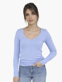 Футболка с длинным рукавом женская  цвет голубой ЦБ-00289691 модель ЦБ-00289691 Фото