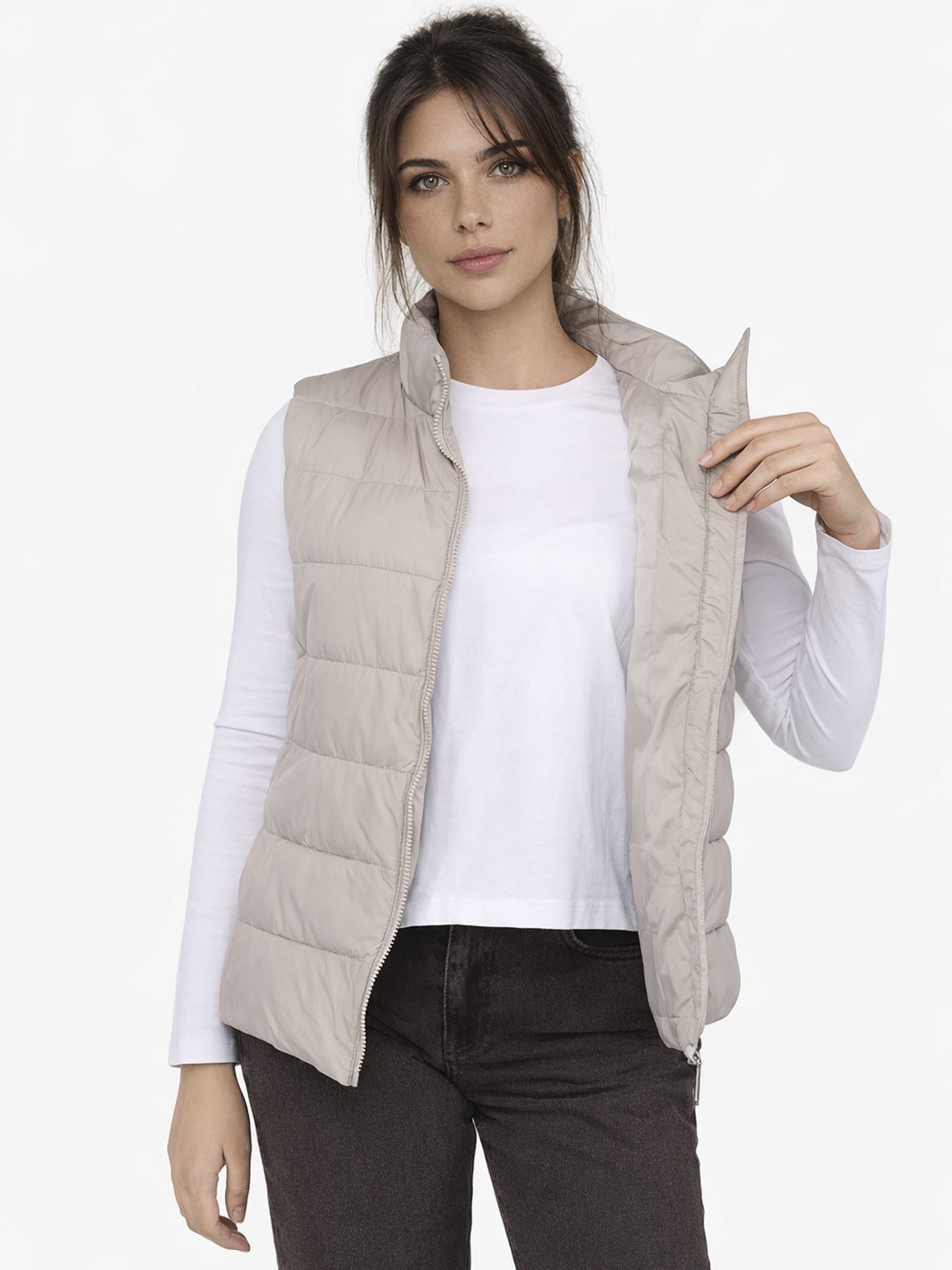 Жилет утеплённый женский  цвет бежевый ЦБ-00290250 модель ЦБ-00290250 Фото