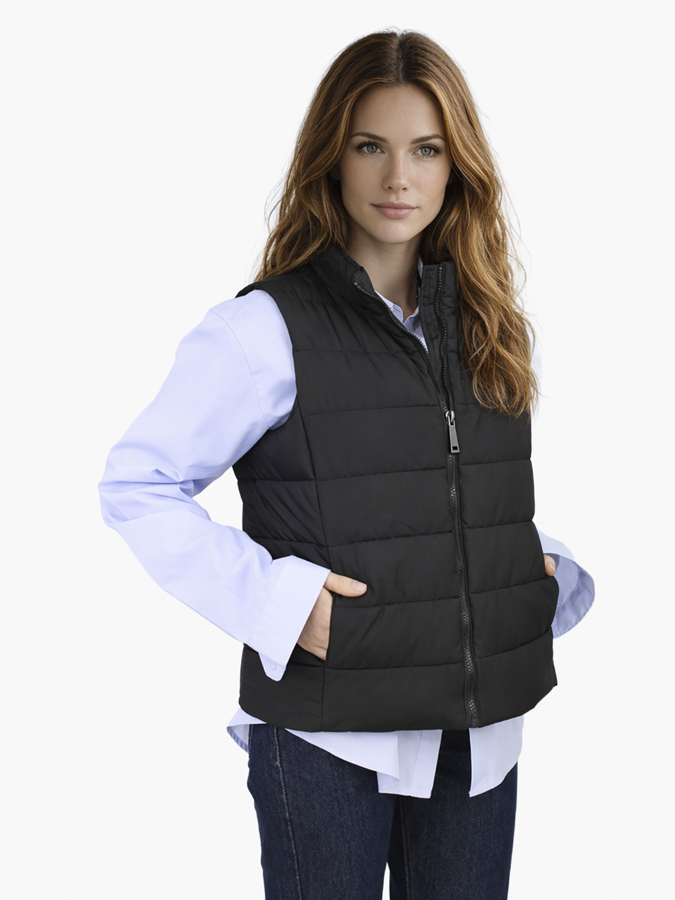 Жилет утеплённый женский  цвет черный ЦБ-00290251 модель ЦБ-00290251 Фото
