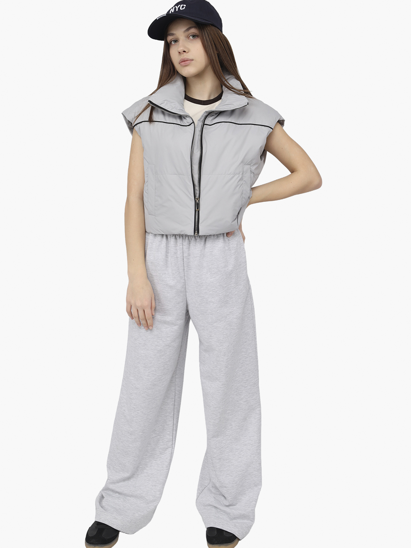 Жилет утеплённый женский  цвет светло-серый ЦБ-00290253 модель ЦБ-00290253 Фото