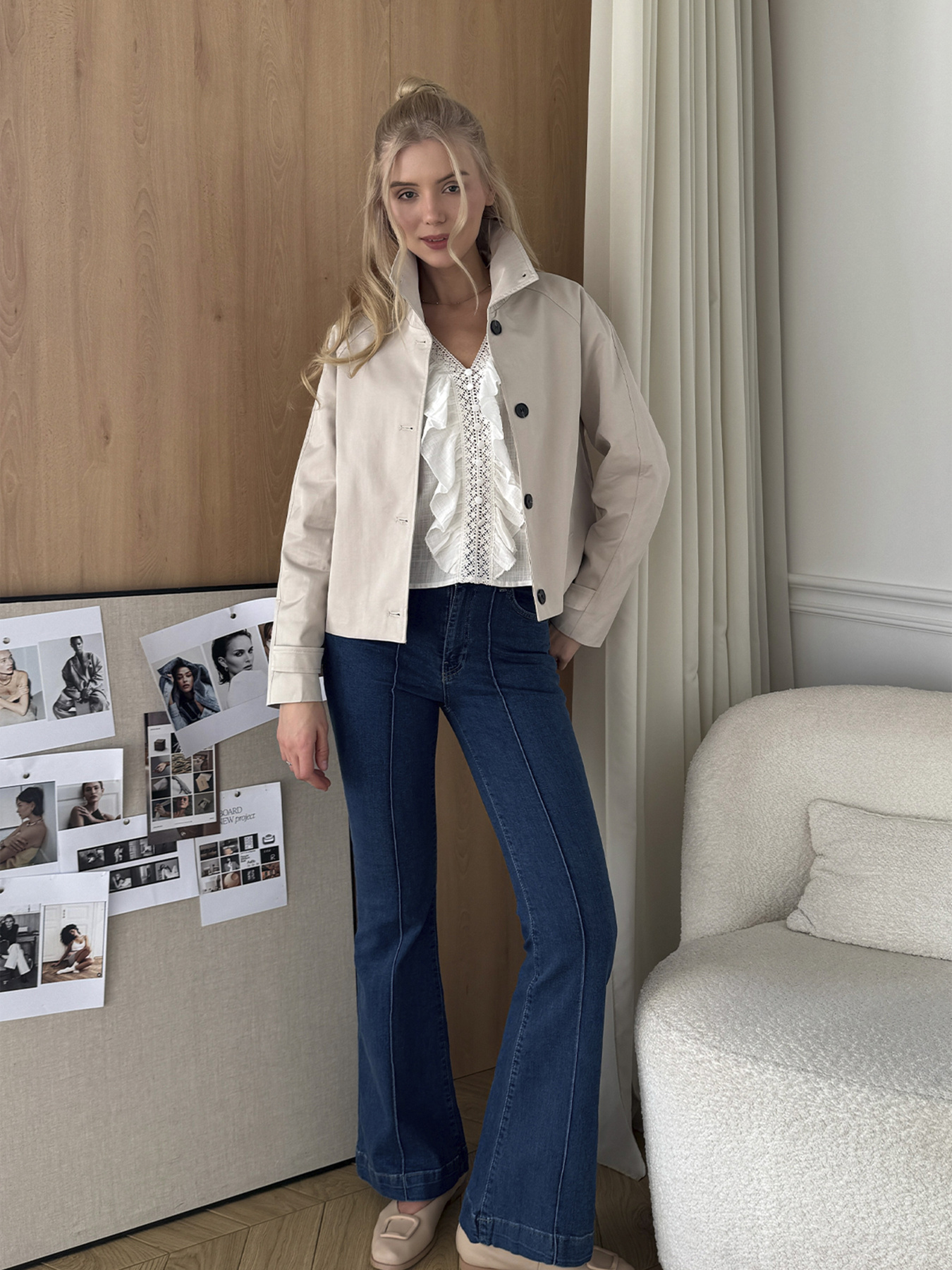 Плащ жіночий  колір бежевий ЦБ-00290257 модель ЦБ-00290257 Фото