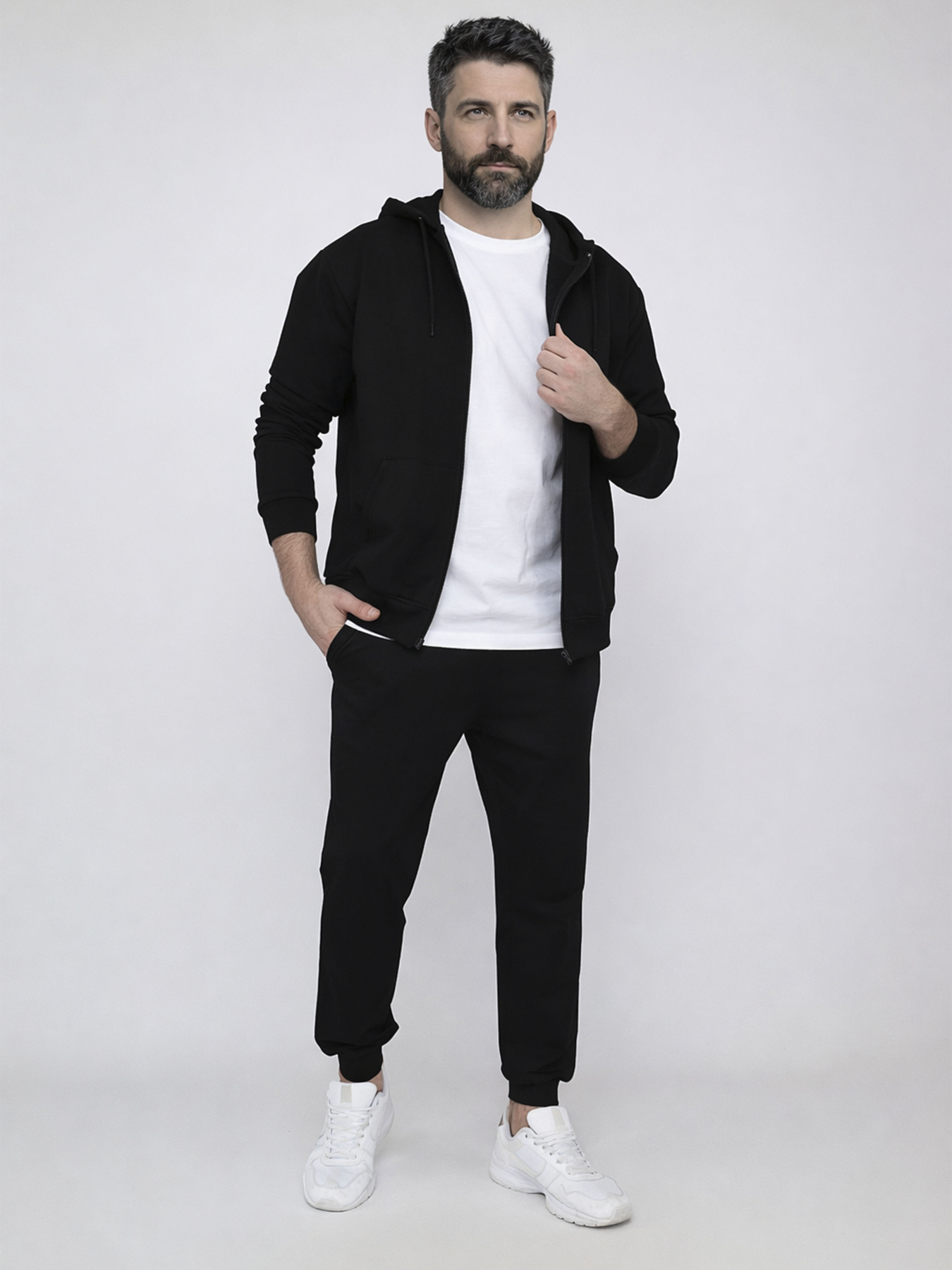 Штани спортивные мужские  цвет черный ЦБ-00290674 модель ЦБ-00290674 Фото