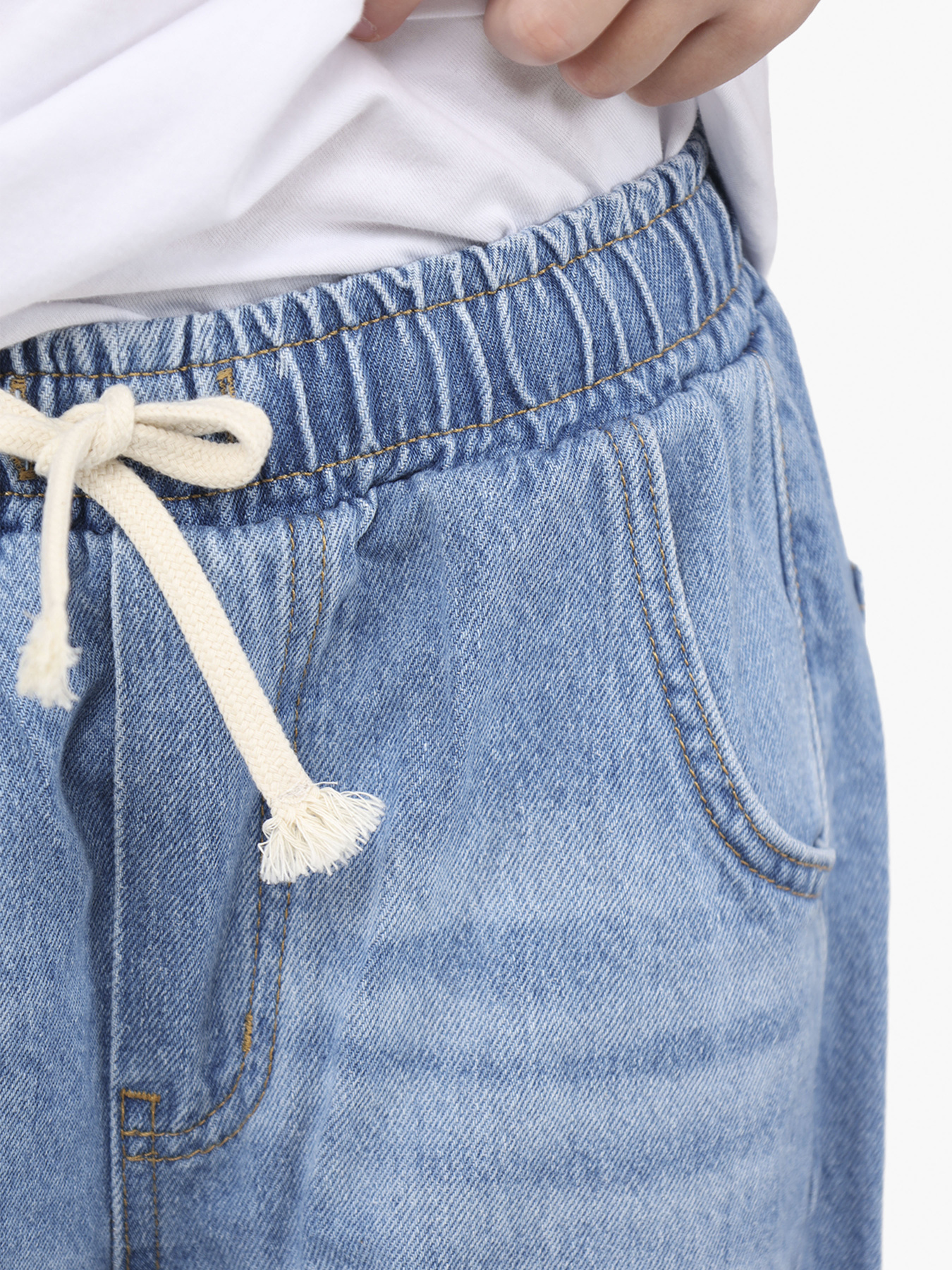 Джинси wide leg для дівчинки  колір блакитний ЦБ-00290688 модель ЦБ-00290688 Фото