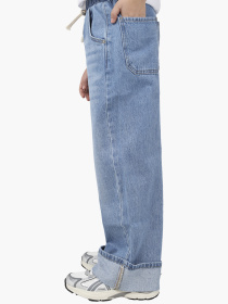 Джинси wide leg для дівчинки  колір блакитний ЦБ-00290688 модель ЦБ-00290688 Фото