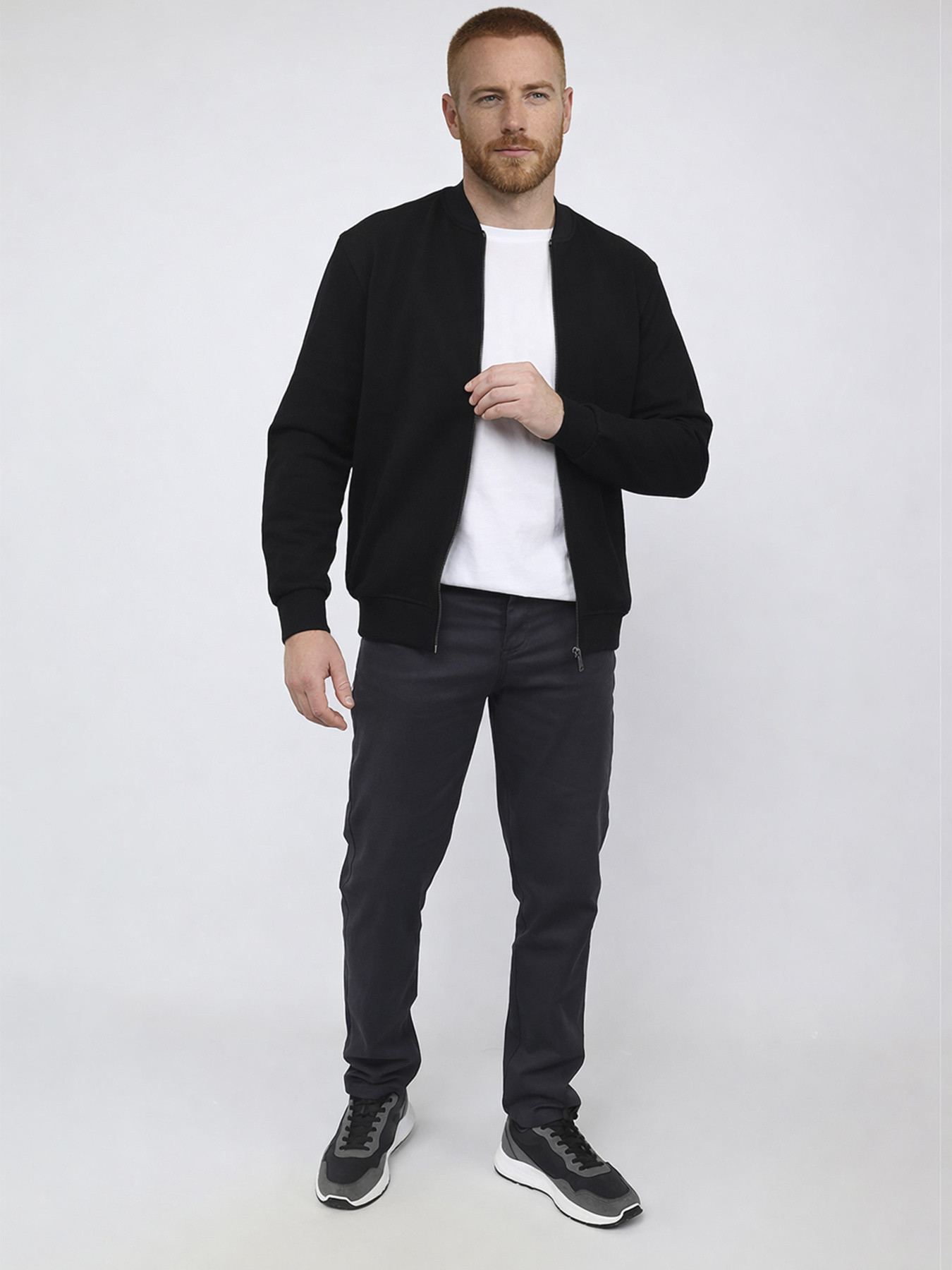 Мужская кофта на молнии  цвет черный ЦБ-00290889 модель ЦБ-00290889 Фото