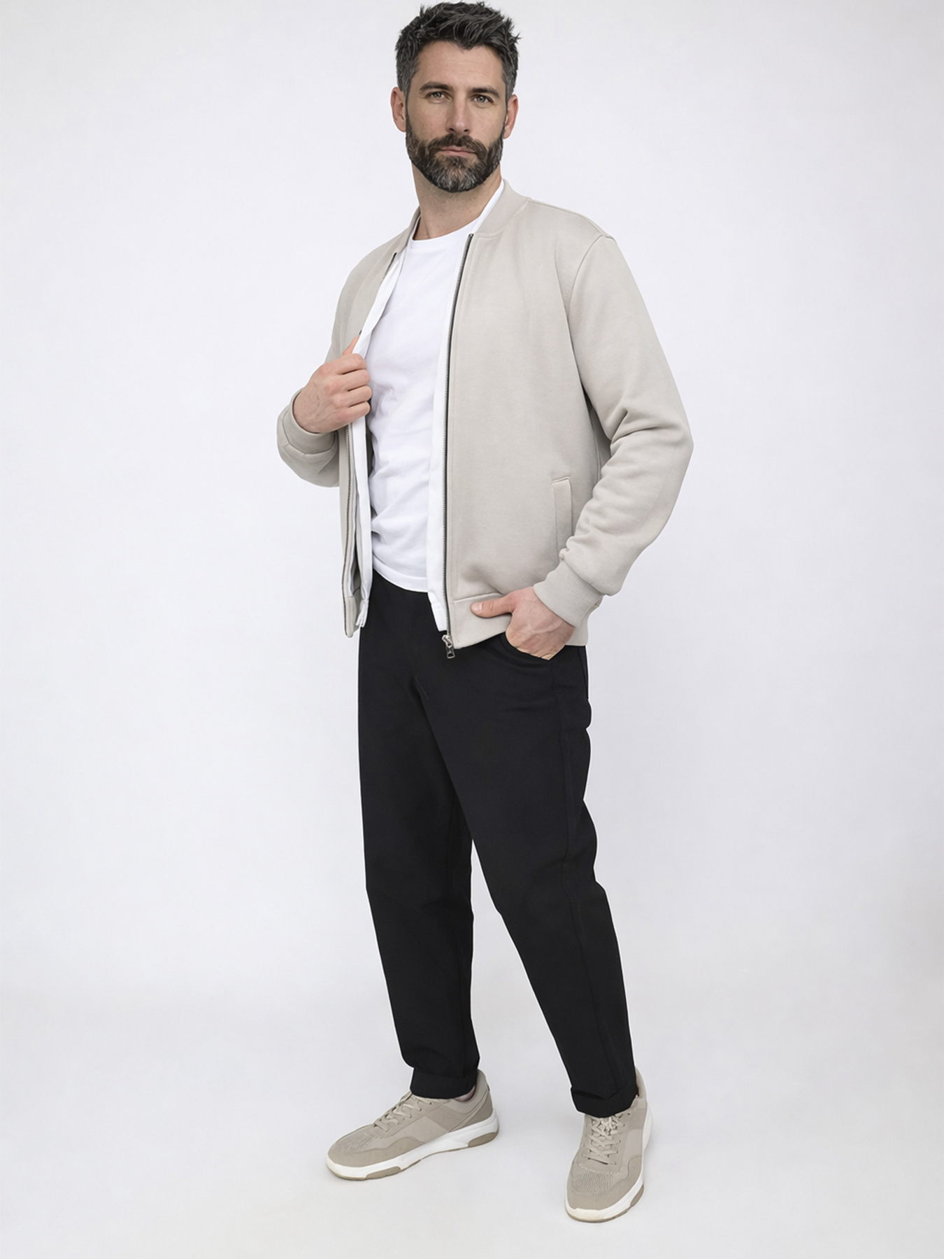 Мужская кофта на молнии  цвет серый ЦБ-00290890 модель ЦБ-00290890 Фото