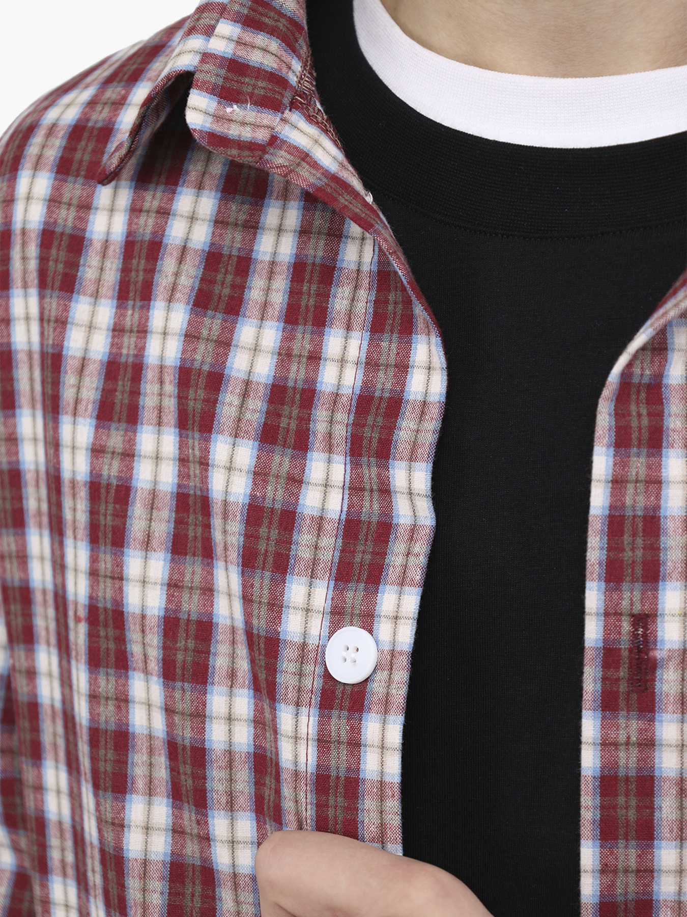 Рубашка с длинным рукавом мужская  цвет красный ЦБ-00291104 модель ЦБ-00291104 Фото