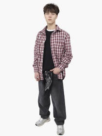 Рубашка с длинным рукавом мужская  цвет красный ЦБ-00291104 модель ЦБ-00291104 Фото