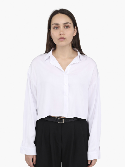 Сорочка з довгим рукавом жіноча  колір білий ЦБ-00291418 модель ЦБ-00291418 Фото