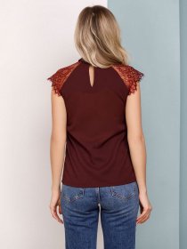 Блуза ISSA Plus модель SA-146_burgundy Фото