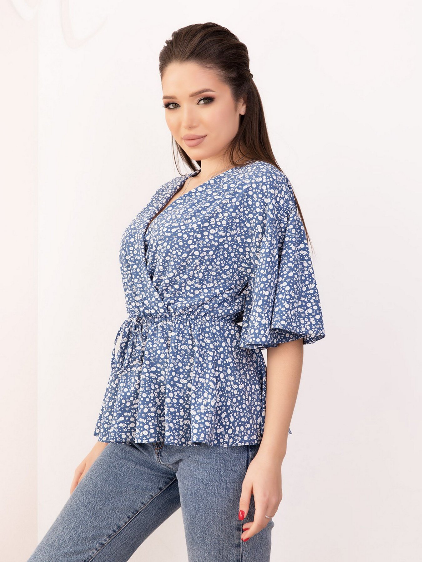 Блуза ISSA Plus модель SA-171_blue Блуза ISSA Plus модель SA-171_blue Фото