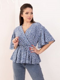 Блуза ISSA Plus модель SA-171_blue Блуза ISSA Plus модель SA-171_blue Фото