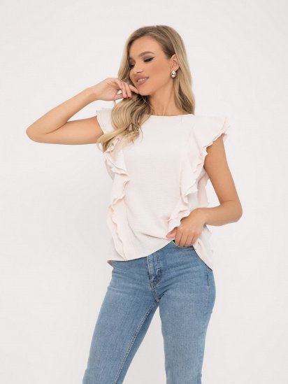 Блуза ISSA Plus модель SA-267_beige — фото - INTERTOP