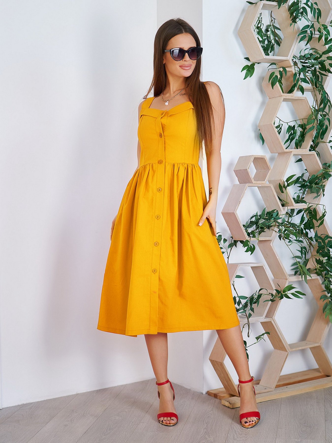 Сарафан ISSA Plus модель 11782_mustard Фото