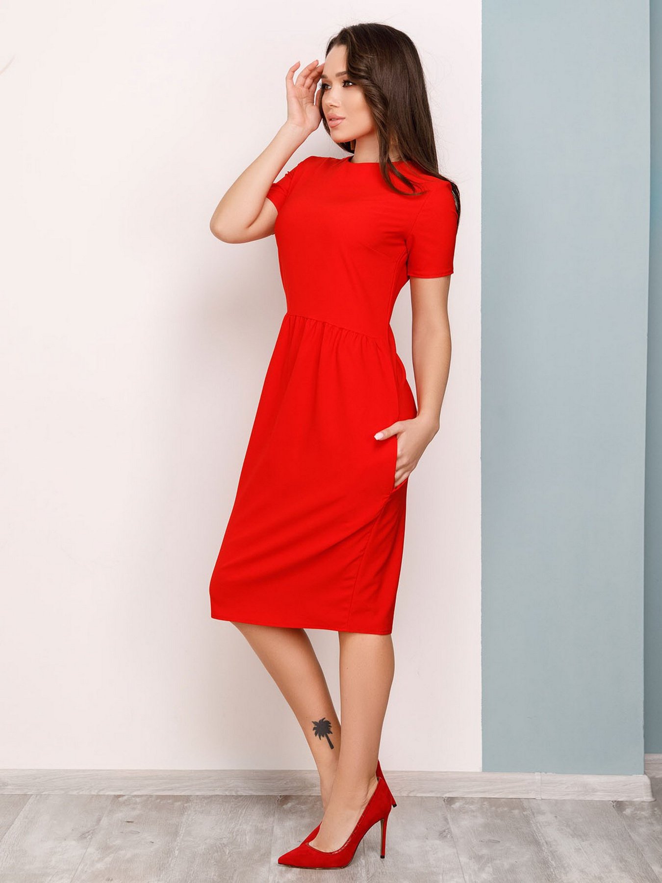 Платье миди ISSA Plus модель 12491_red Фото