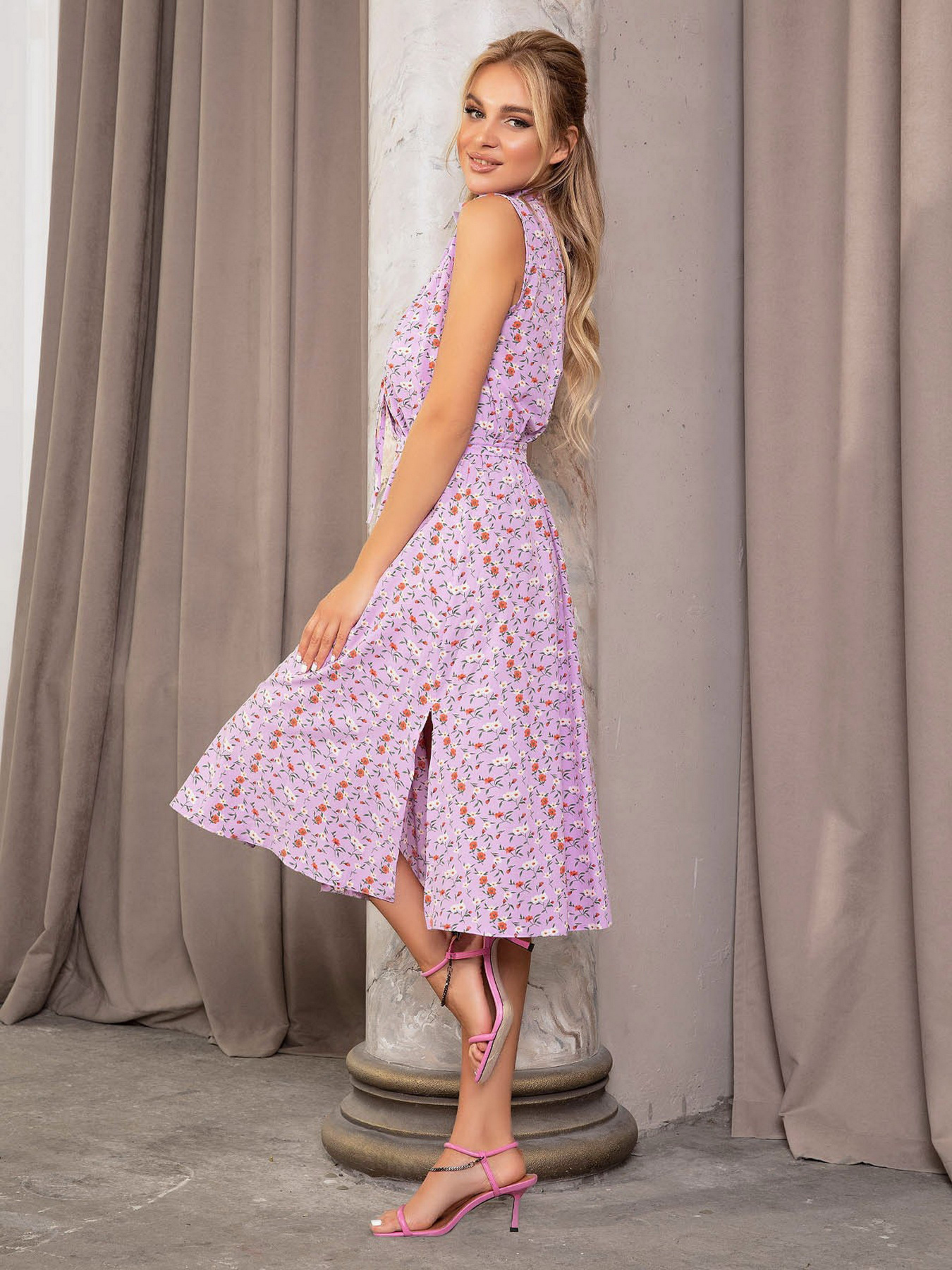 Платье миди ISSA Plus модель 12680_lilac Фото