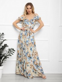 Платье макси ISSA Plus модель 12566_blue Фото