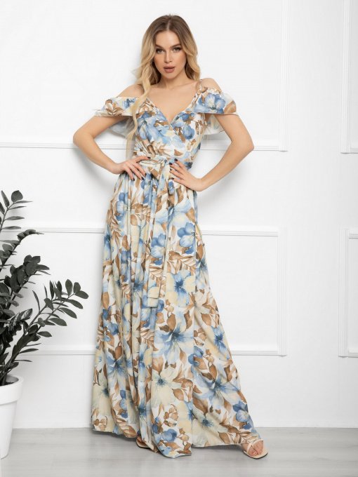 Платье макси ISSA Plus модель 12566_blue Фото