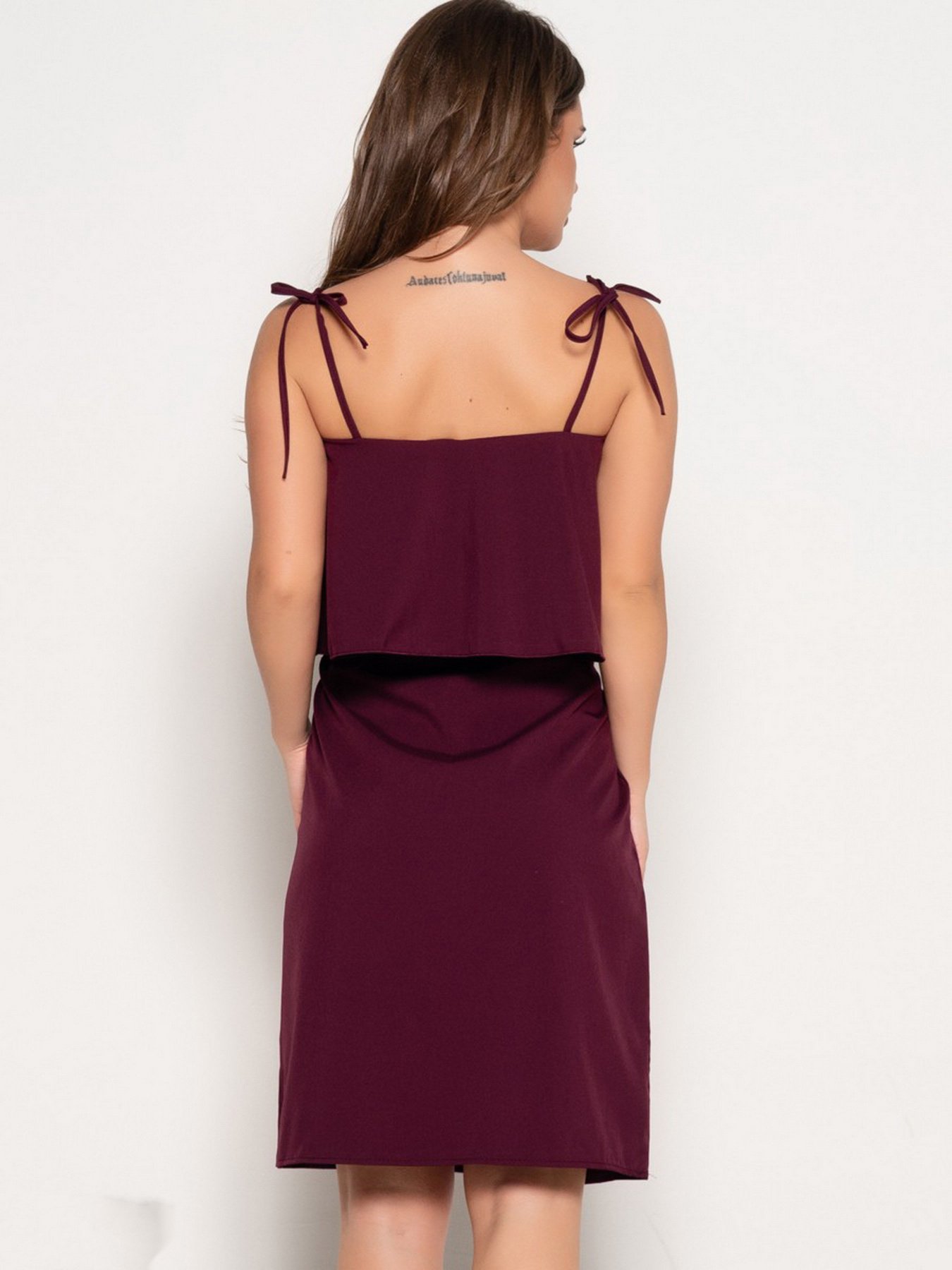 Сарафан ISSA Plus модель SA-10786i_burgundy Фото