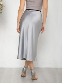 Юбка миди ISSA Plus модель 11931_серый Юбка миди ISSA Plus модель 11931_серый Фото