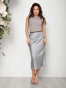 Юбка миди ISSA Plus модель 11931_серый Юбка миди ISSA Plus модель 11931_серый Фото