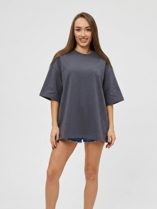 Футболка жіноча оверсайз, петля, колір - фуме модель Wm331 Фото