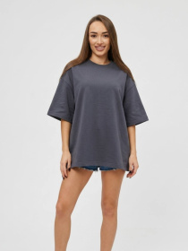 Футболка жіноча оверсайз, петля, колір - фуме модель Wm331 Фото