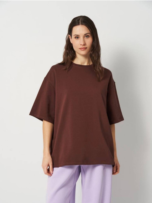 Футболка женская оверсайз, петля, шоколад модель Wm333 Фото