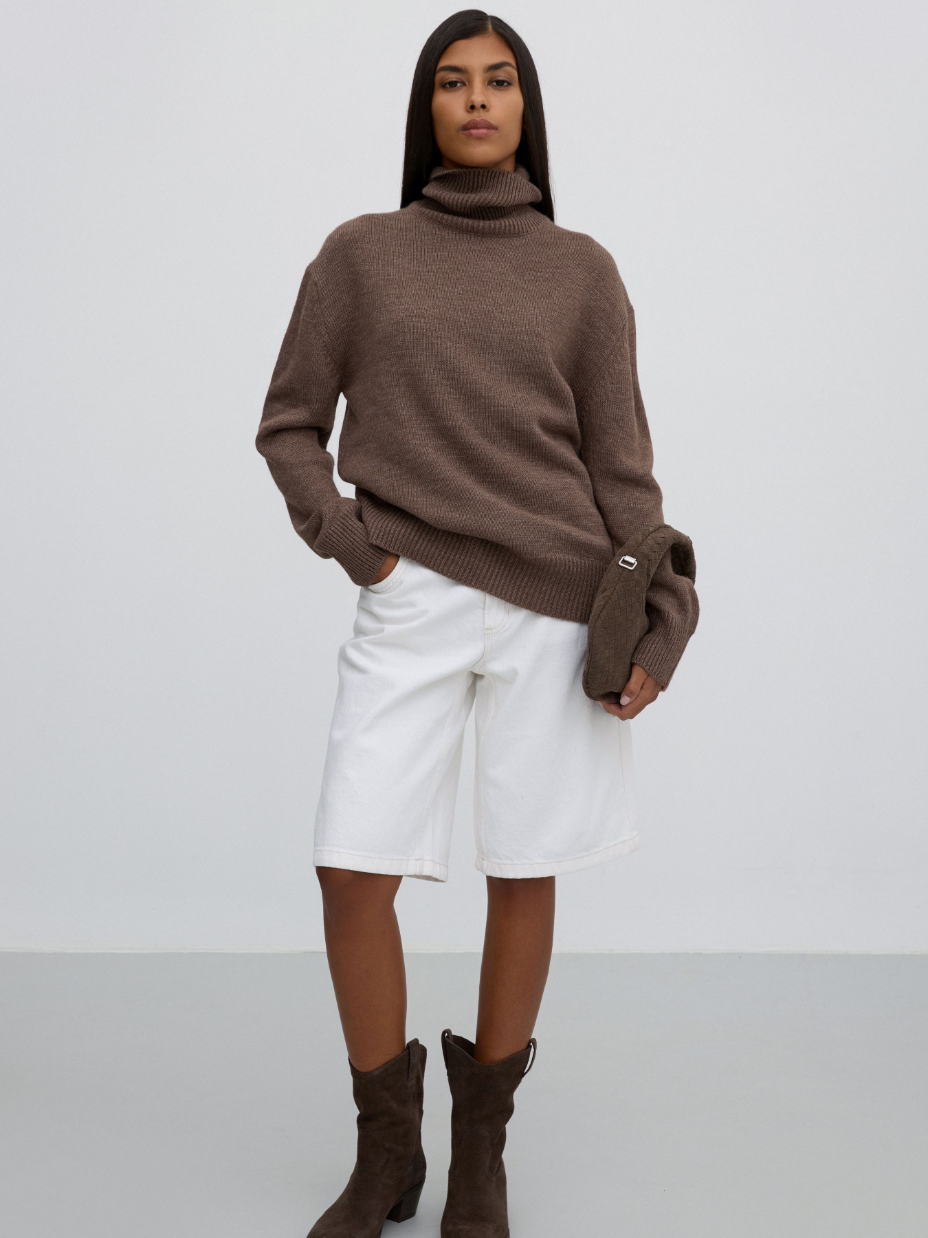 Светр в'язаний ESTRO 0541-06908, колір коричневий модель 0541-06908 Фото